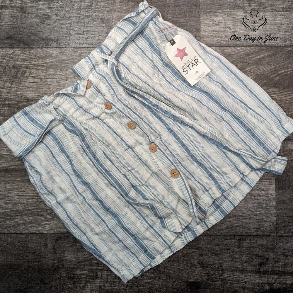 Vanilla Star Button Front Linen Skirt Size XL